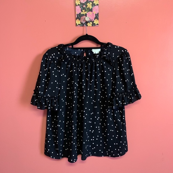 Kate Spade scatter dot ruffle top flouncy - Picture 2 of 8